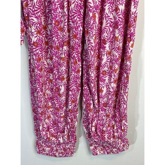 Anthropologie Pink Floral High Waisted Pull on Jogger Pants Size M - Picture 10 of 13